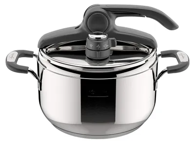 Schnellkochtopf Edelstahl 18/10, 5 l, 2-Druckventil, Induktion