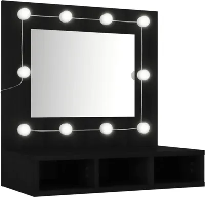 Produktbild von vidaXL Spiegelschrank mit LED Schwarz 60x31,5x62 cm