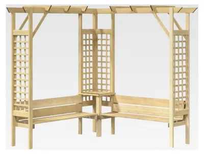 Produktbild von Eckpergola mit Bank aus Kiefernholz, imprägniert