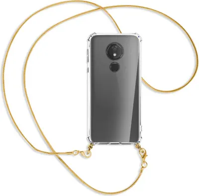 Produktbild von Handykette Backcover-Schutzhülle mit Band (Metall goldfarben) für Motorola Moto G7 / G7 Plus - goldfarbene Kette Snake