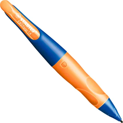 Produktbild von Ergonomischer Druck-Bleistift für Linkshänder - STABILO EASYergo 1.4 in ultramarinblau/neonorange - Einzelstift - inklusive 3 dünner Minen - Härtegrad HB
