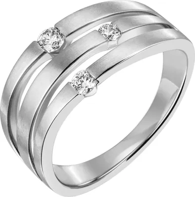 Produktbild von Ring aus 585 Gold Weißgold teil-mattiert 3 Diamanten Brillanten 0,18 Ct. Damen Innenumfang 54mm  Ø17.2mm