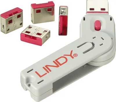 Image de Lindy USB Port Blocker - Pack de 4, Code couleur : Rose