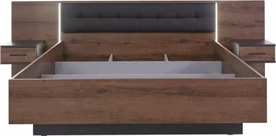 Obrázek produktu pro Nábytek24 Rámy postelí Bellevue BLQL181B Rám postele 180x200 cm s nočními stolky a LED osvětlením černý dub bahenní dub Ložnice