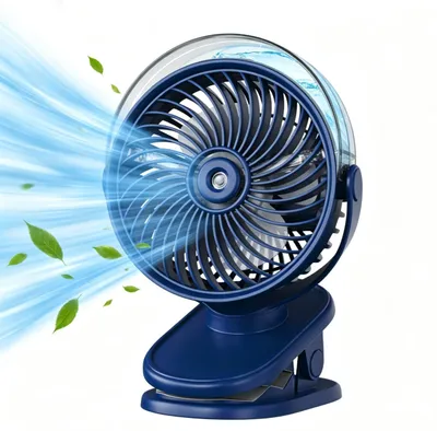 Obrázek produktu pro Přenosný ventilátor s vodním chlazením, 360° otáčení, malý USB ventilátor s LED, 5 rychlostí, tichý stolní ventilátor, modrá barva