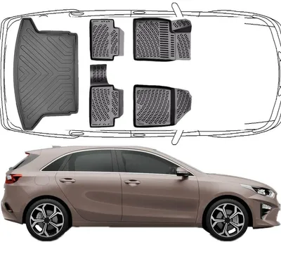 Produktbild von 3D Fußmatten & Kofferraumwanne Auto Set Kompatibel mit Kia Ceed 3.Gen 2018-2021