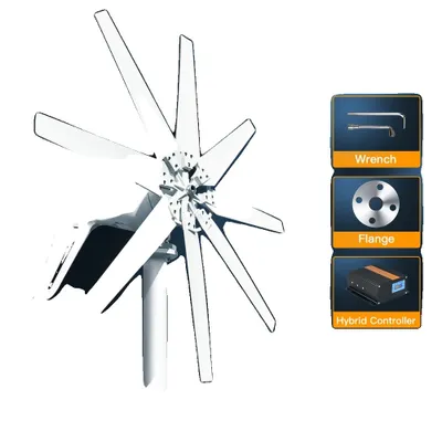 Image de Générateur éolien, 8 pales, fonctionnement silencieux,hybride MPPT, 1000W, 24V
