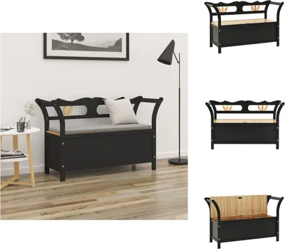 Produktbild von vidaXL Sitzbank Schwarz 107x45x75,5 cm Massivholz Tanne -  Truhen- & Flurbänke