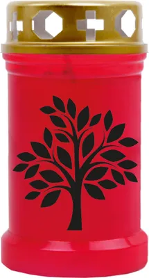 Immagine prodotto di Candela da tomba rossa, tempo di combustione: 40 ore, motivo: albero