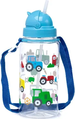 Immagine prodotto di Borraccia per bambini con cannuccia 450ml Piccoli trattori