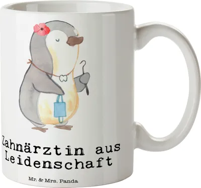 Produktbild von Mr. & Mrs. Panda Kaffeetasse Zahnärztin Leidenschaft - Weiß - Geschenk, Becher, Teetasse, Kaffeebecher, Tasse, Keramiktasse
