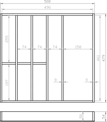 Produktbild von Besteckeinsatz BUCHE 60er Schubl. B 508 x T 479 mm passend für Grass Nova 16 mm Schubladen