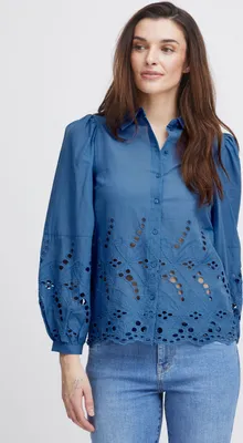 Obrázek produktu pro Pulz Jeans PZKARLA Dámská blůza Blůza s dlouhým rukávem Blůza s kentským límcem 100 % bavlna, regular fit