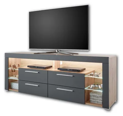 Produktbild von GOAL TV-Lowboard mit LED-Beleuchtung, Artisan Eiche Optik Grau
