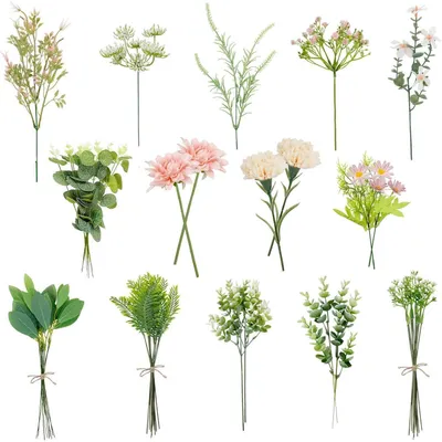Immagine prodotto di Composizione di fiori artificiali, 55 pezzi, rosa e verde, fiori di seta ed eucalipto, dall'aspetto realistico, ideali per la decorazione