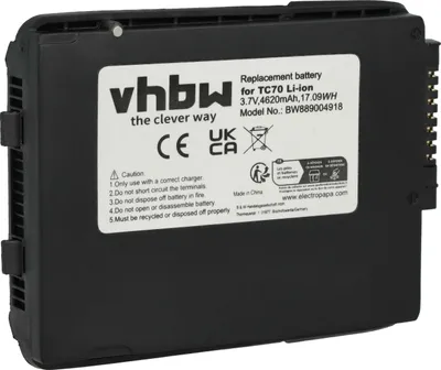 Produktbild von vhbw Akku Ersatz für Zebra 82-171249-02, BT-000318, BTRY-TC7X-46MAH-01 für Barcodescanner POS (4620 mAh, 3,7 V, Li-Ion)