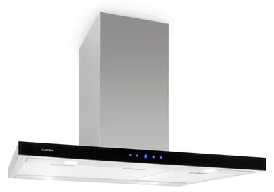 Obrázek produktu pro Klarstein Madonna - digestoř, ostrůvková digestoř, třída energetické účinnosti B, šířka 90 cm, průtok vzduchu 624 m³/h, odtah/recirkulace, bezpečnostní sklo, osvětlení, dotykový panel, černá