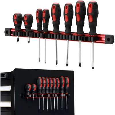 Obrázok produktu pre Magnetický držiak náradia, hliníková koľajnica pre 14 skrutkovačov/kľúčov