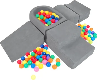Produktbild von 5-teiliges Kletterset aus Schaumstoff mit Bällebad, Grau