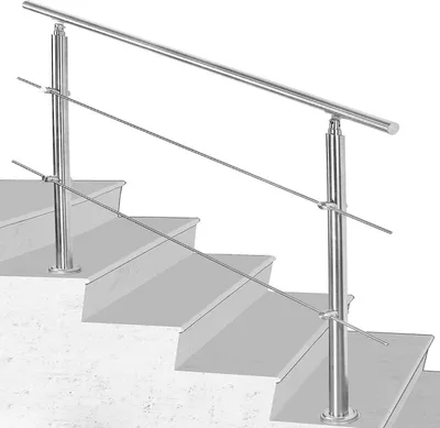 Immagine prodotto di Corrimano in acciaio inox Wolketon per balaustra scale con/senza traverse (160 cm, 2 traverse)