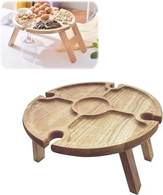 Zdjęcie produktu dla Stół kempingowy Famanu z uchwytem na kieliszki do wina, 30x16 cm - składany i przenośny