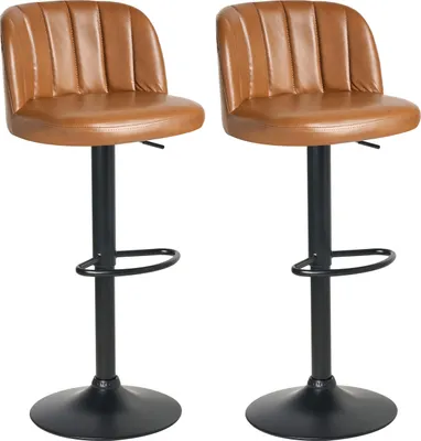 Produktbild von BELIANI Barstühle 2er-Set goldbraunes Kunstleder schwarzer Fußhocker drehbar Retro-Design
