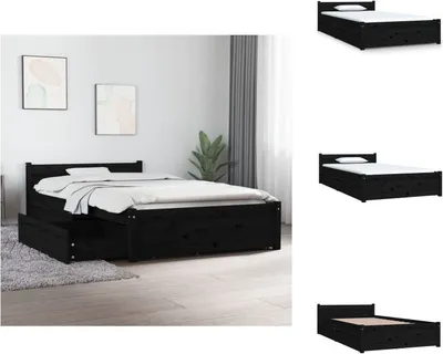 Produktbild von vidaXL Bett mit Schubladen Schwarz 90x200 cm - Betten & Bettgestelle