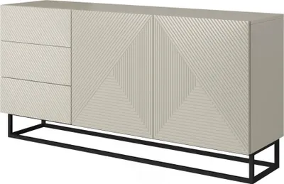 Zdjęcie produktu dla Komoda Asha z szufladami i metalowymi, czarnymi nogami 167 cm - kaszmir