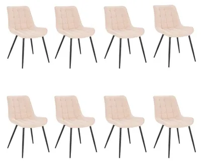 Produktbild von HOME DELUXE - Polsterstuhl IKALO 8er Set - Farbe: Creme - weiche Polsterung, bis 120 kg belastbar I Küchenstuhl Speisestühle Esszimmerstühle