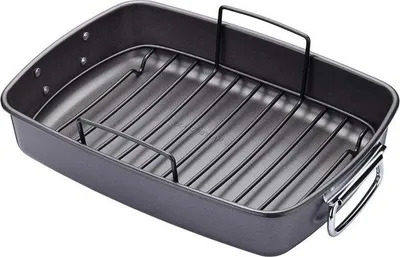 Produktbild von Famanu Bratpfanne mit Antihaftbeschichtung und Rost - Hochwertiger Edelstahl - 28 x 7,5 x 40 Zentimeter - Grau