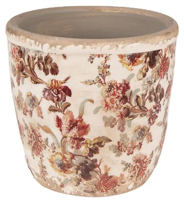 Produktbild von Clayre & Eef Blumentopf Ø 13x13 cm Beige Rosa Keramik Blumen
