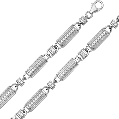 Produktbild von Wunderschönes 925 Sterling Silber Herren - Armband mit Zirkonia - 22cm*6mm, 18 Gramm; TRS24625