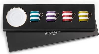 Produktbild von Türkisches Kaffeeset mit 4 Tassen und Untertassen, Bosporus - Selamlique