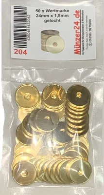 Produktbild von 50 x Waschmarke WM2, kompatibel mit Miele Waschmünze 1699370 - Wertmarke für Kassiergeräte