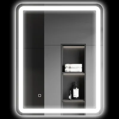 Productafbeelding van Badkamerspiegel, verlicht, aanraakbediening, anti-condens, dimbaar, 3 lichtkleuren, 70x90 cm, zilver