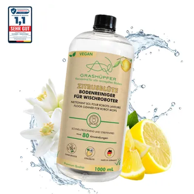 Produktbild von GRASHÜPFER® Wischroboter Reinigungsmittel - Bodenreiniger 1000 ml Konzentrat für mind. 80 Anwendungen "Zitrusblüte Duft"