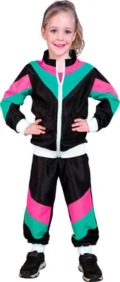 Immagine prodotto di tuta da ginnastica anni '80 per bambini - tuta da jogging - nero - taglia 116 - 164 cm Retro XL - 164 cm - 14-16 anni