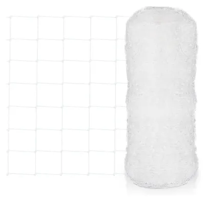 Produktbild von Robustes weißes Ranknetz – 15 cm quadratisches Netz – PP-Polypropylen, Pflanzenstütznetz für Kletterpflanzen, Gemüse und Blumen (2 m x 100 m)