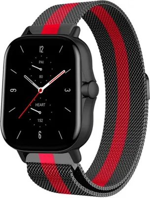 Produktbild von Strap-it Milanese Armband - Kompatibel mit Amazfit GTS 2 Armband Ersatzarmband Edelstahl - Armband mit Magnetverschluss - Hochwertiges Material - für Smartwatch 20mm Armband Rot
