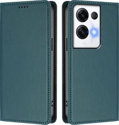 Obrázek produktu pro Kožené pouzdro pro Oppo Reno8 Pro 5G, magnetické flipové pouzdro zPolyuretankůže se stojánkem Zelená