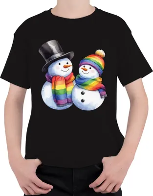 Produktbild von LGBTQ+ Schneemänner - Weihnachten Weihnachtsgeschenk Christmas Uni Kinder T-Shirt, Schwarz, 152