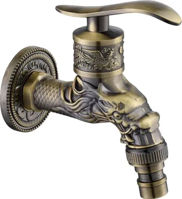 Produktbild von Antiker Wasserhahn für eine einzelne Kaltwisch-Poolwaschmaschine, 4-Punkt-Außenbalkon-Wasserhahn, Retro-Wasserhahn aus Bronze, 1010,8 cm