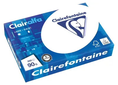 Produktbild von Clairefontaine 1950C Druckerpapier Clairalfa blickdicht, ideal für alltägliche Kopien und Ausdrucke, DIN A4, 21 x 29,7cm, 100g/m² 4x 500 Blatt, Weiß