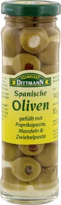 Produktbild von Feinkost Dittmann Spanische Oliven mit pikanter Füllung 140g