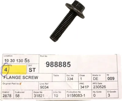 Image de VOLVO Boulon de charnière de porte d'origine M8x30 OE 988885