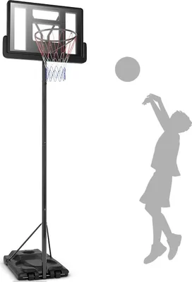 Produktbild von Basketballständer 180-305 cm Höhenverstellbar Basketballkorb mit Ständer & 2 Rädern Korbanlage für Kinder