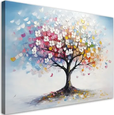 Produktbild von Leinwandbild Bunte Baumabstraktion 120x80 Feeby Bunt bild für die wand bereit zum aufhängen