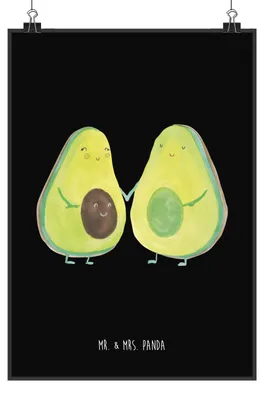 Produktbild von Mr. & Mrs. Panda Bild Avocado Pärchen DIN A5 - Kreidetafel - Geschenk, Liebe, Avocados, Plakat, Familie, wanddeko, drucke, Wandbild, Wandschmuck