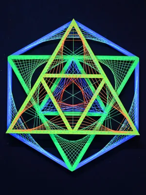 Produktbild von PSYWORK Schwarzlicht 3D StringArt Sechseck "Neon Soul Star", 90cm