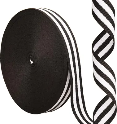 Productafbeelding van Yards kerst gestreepte lint zwart en wit - Set van 50 - 4cm - Grosgrain Lint Gift Wrapping